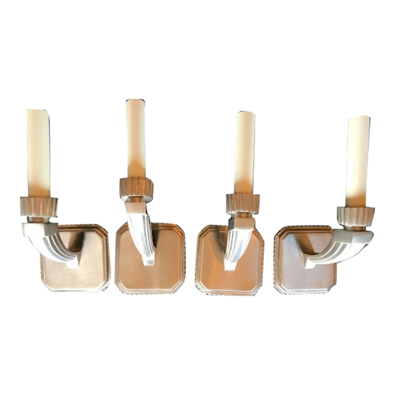 Vintage Marvin Alexander Nickeled Bronze Sconces - Set of 4: Marvin Alexander Set of (4) Sconces. the L'Etoile Collection- Art Deco Style Nickeled Bronze Sconces. New York Finest Lighting Showroom. Beautiful Heavy Custom Made with Matte nickel Finish. Condition