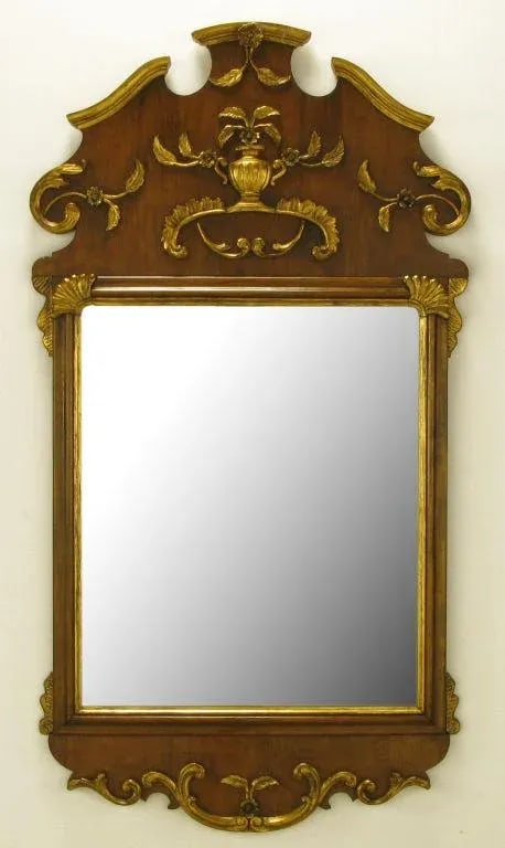 58" Carved Walnut Parcel Gilt Italianate Mirror. - 2