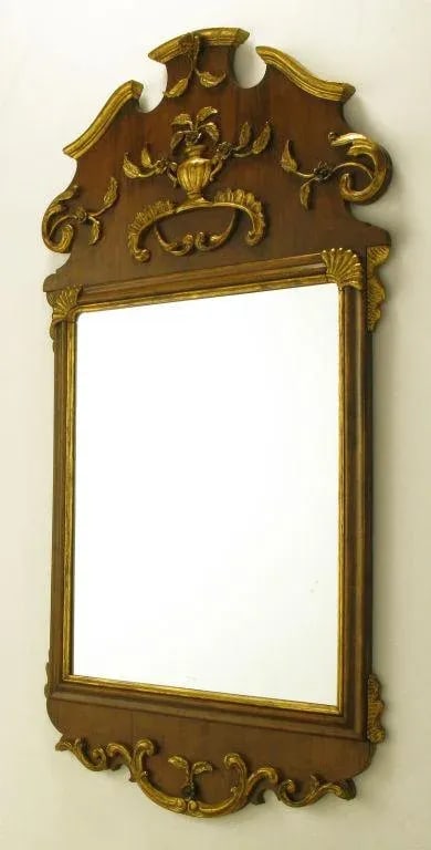 58" Carved Walnut Parcel Gilt Italianate Mirror. - 3