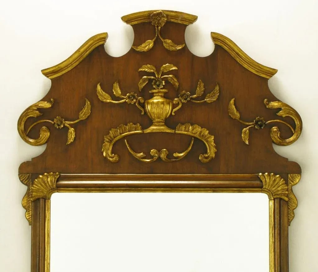 58" Carved Walnut Parcel Gilt Italianate Mirror. - 4