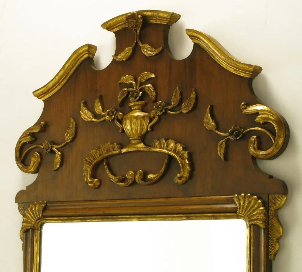 58" Carved Walnut Parcel Gilt Italianate Mirror. - 5