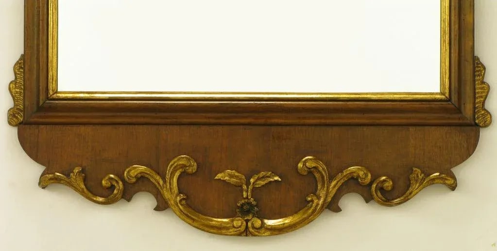 58" Carved Walnut Parcel Gilt Italianate Mirror. - 6