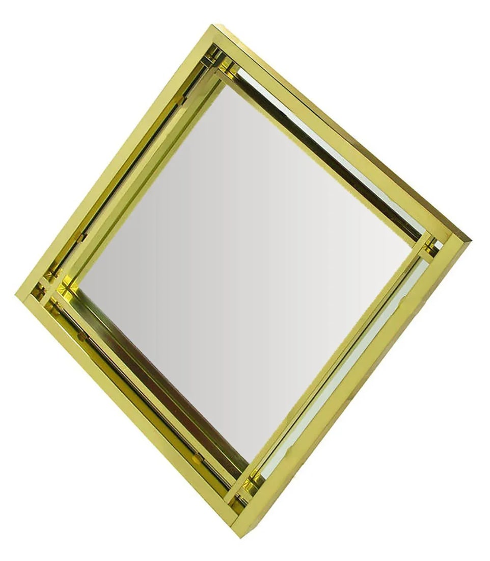 Brass Double Framed Mirror in the Style of Pierre Cardin - 2