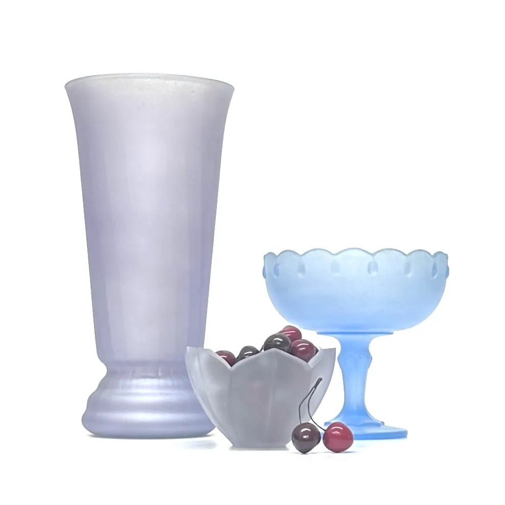 Blue and Lavender Glass Vessel Curation - Group of 3 - 2