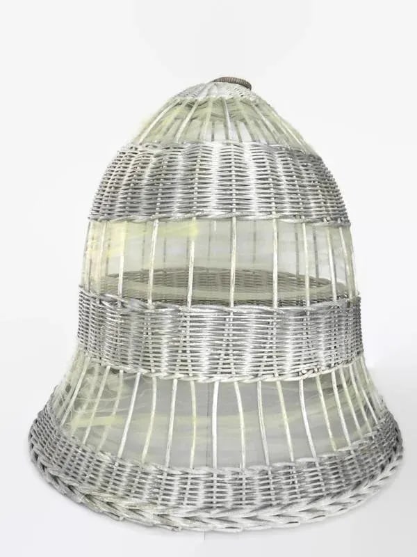 Antique Weathered Silver Wicker Bell by Art Rattan Works - 10