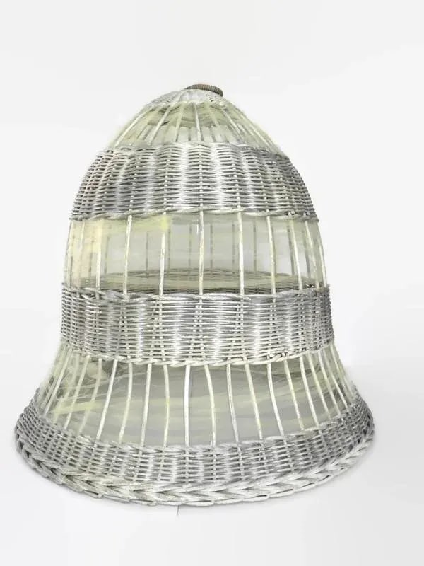 Antique Weathered Silver Wicker Bell by Art Rattan Works - 2