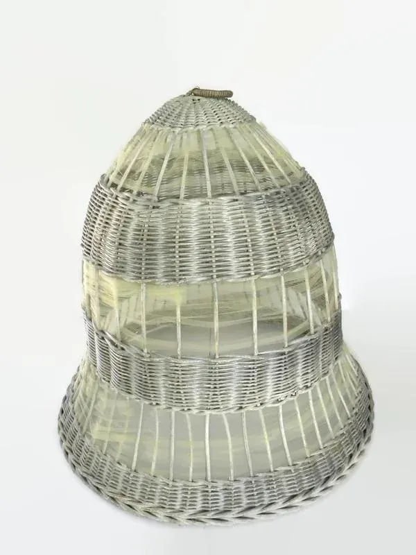 Antique Weathered Silver Wicker Bell by Art Rattan Works - 3