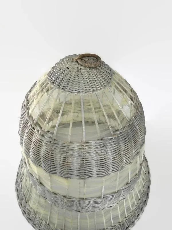 Antique Weathered Silver Wicker Bell by Art Rattan Works - 4