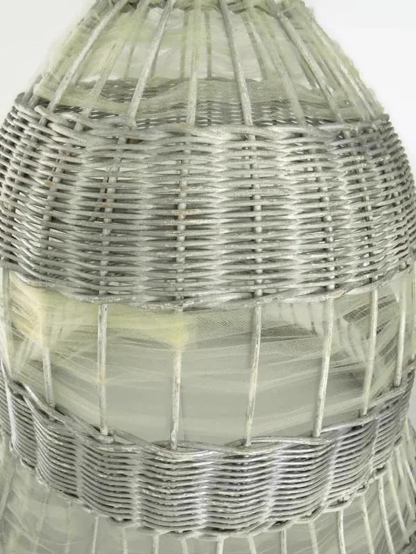 Antique Weathered Silver Wicker Bell by Art Rattan Works - 6