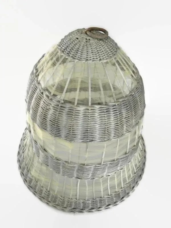 Antique Weathered Silver Wicker Bell by Art Rattan Works - 7