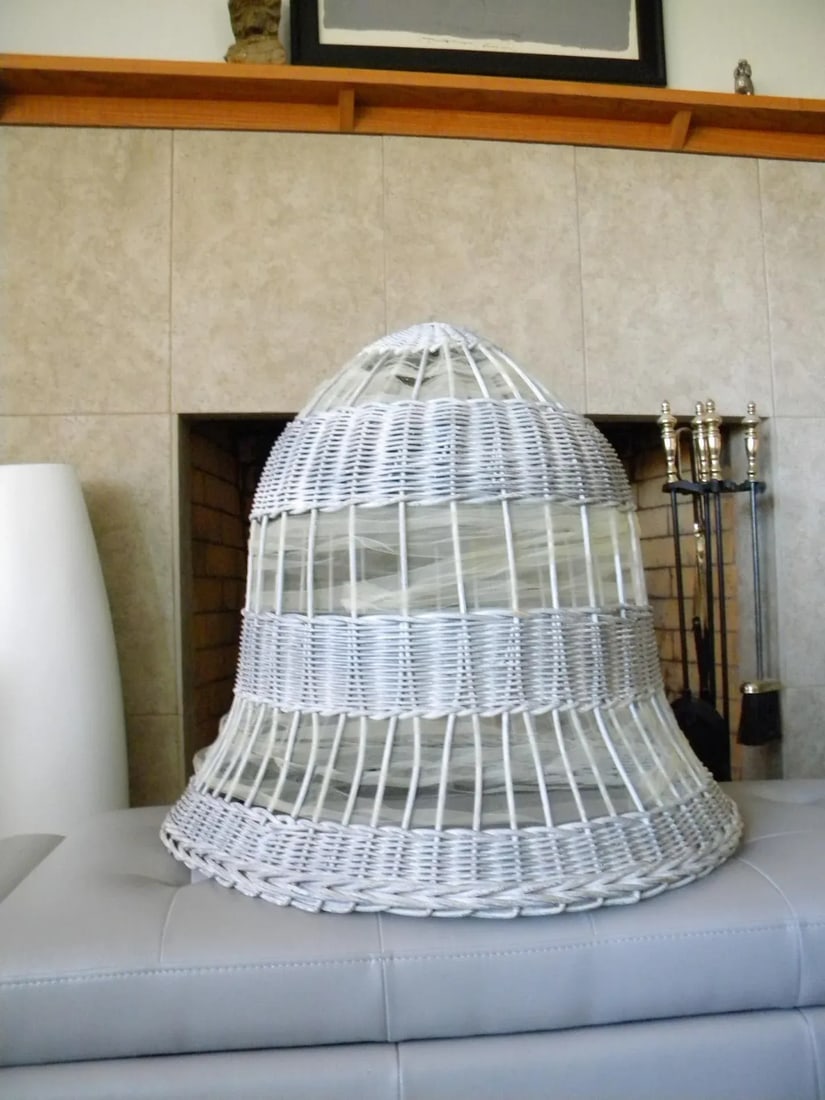 Antique Weathered Silver Wicker Bell by Art Rattan Works - 9
