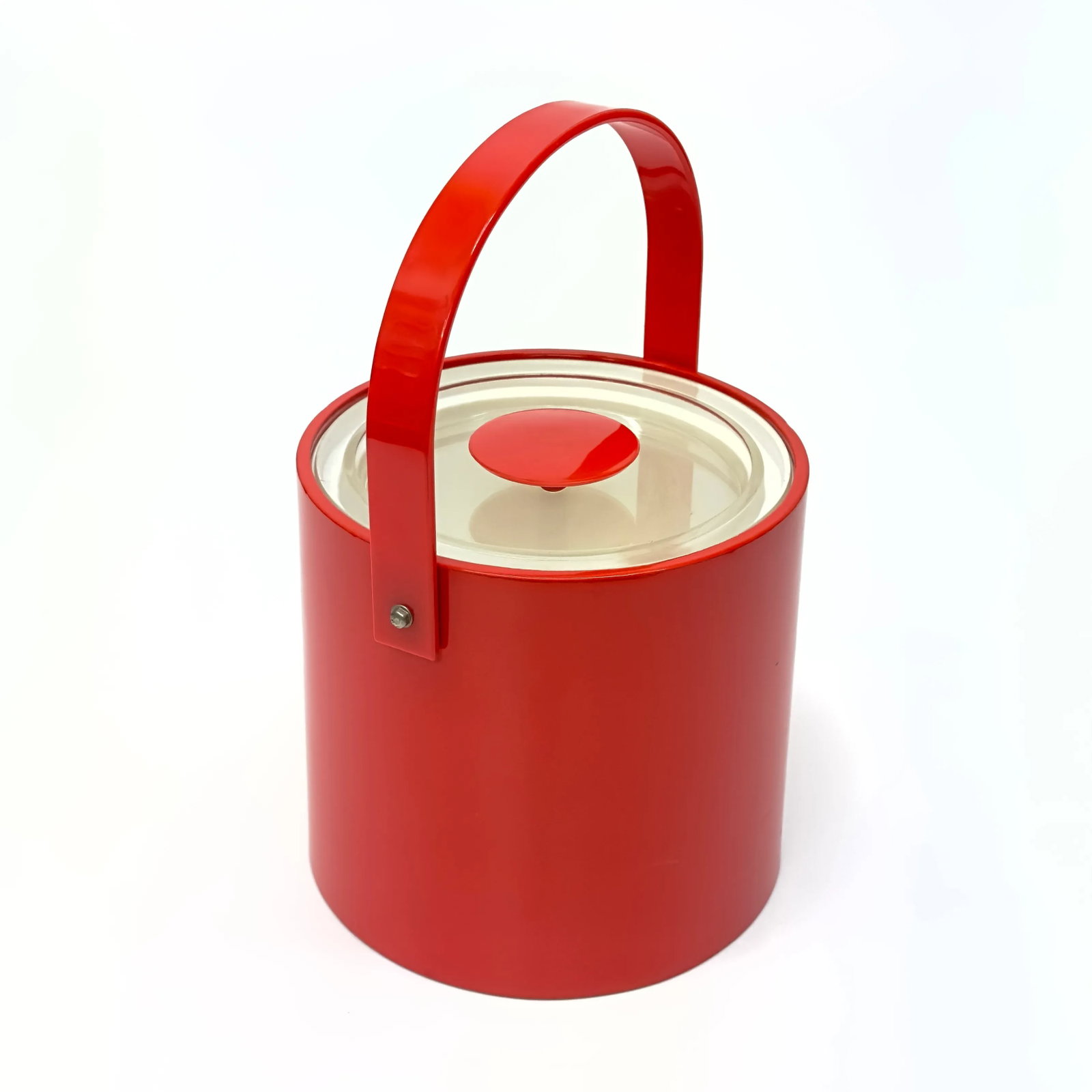Engine Red Faux Patent Leather Ice Bucket Attributed to Georges Briard - 2