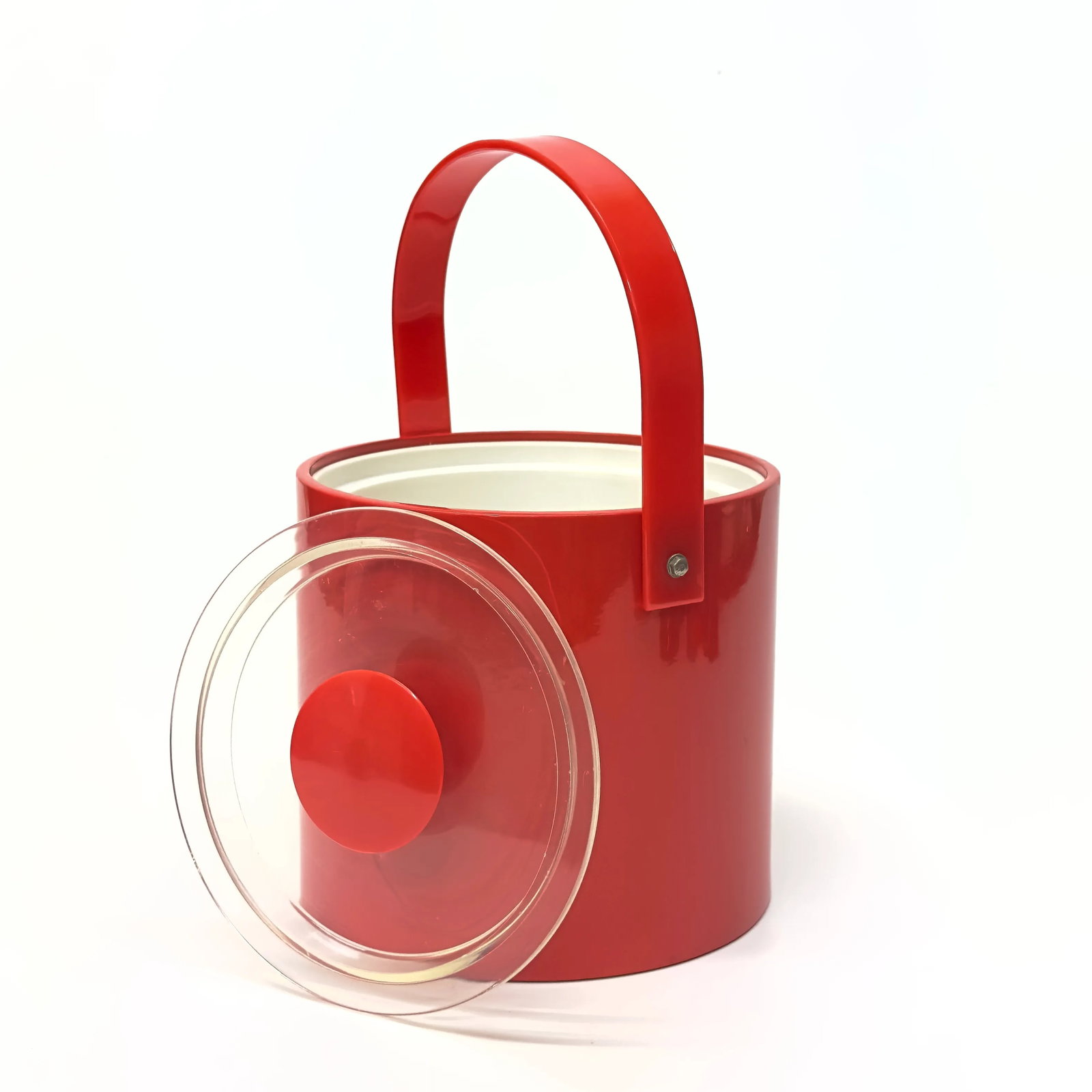 Engine Red Faux Patent Leather Ice Bucket Attributed to Georges Briard - 5