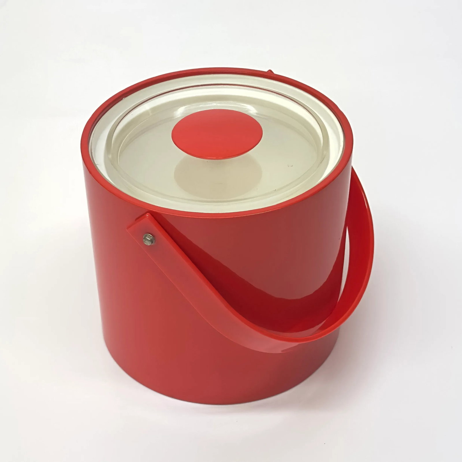 Engine Red Faux Patent Leather Ice Bucket Attributed to Georges Briard - 7