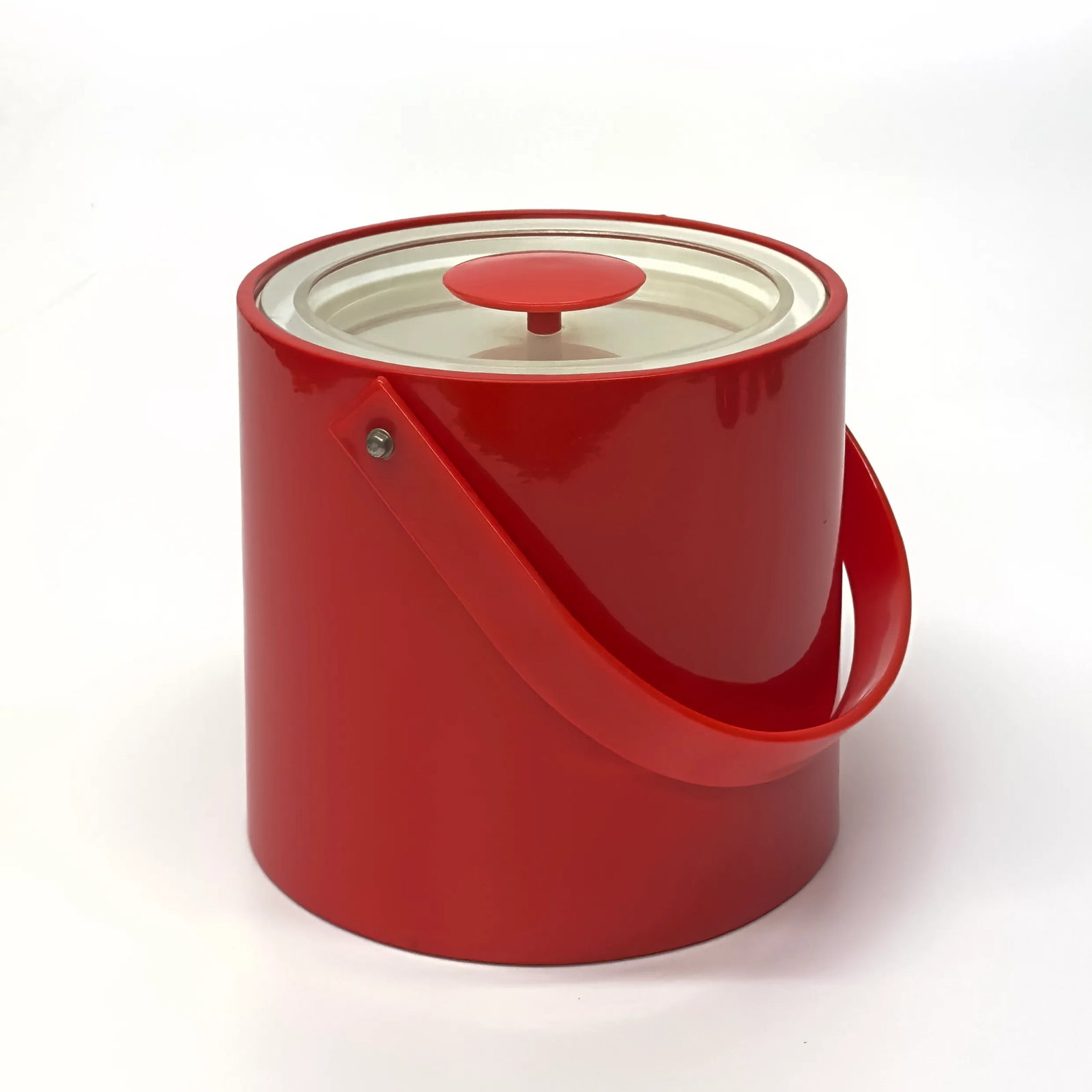 Engine Red Faux Patent Leather Ice Bucket Attributed to Georges Briard - 8