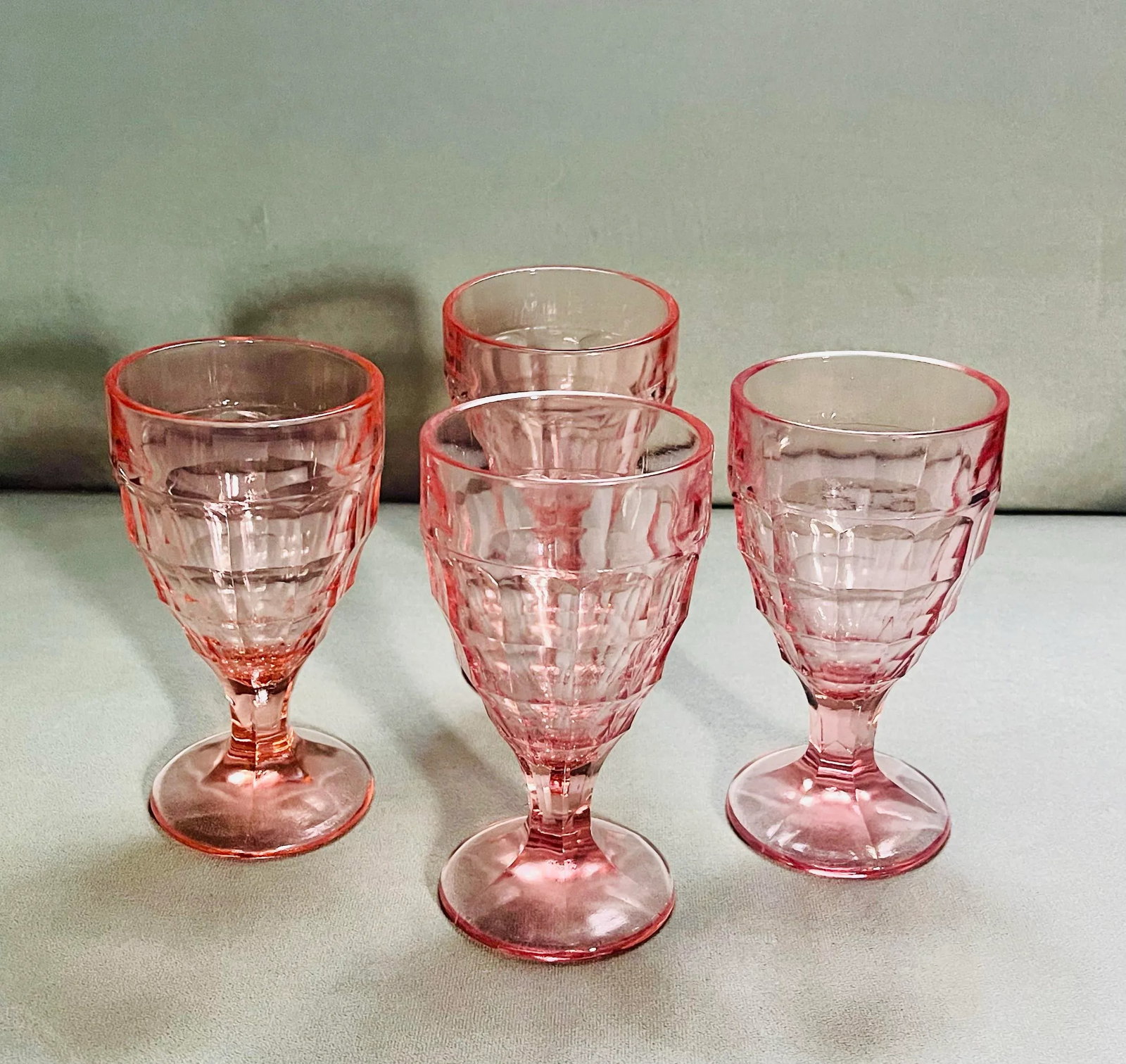 1930's Pink Hazel Atlas Water Goblets- Set of 4 - 2
