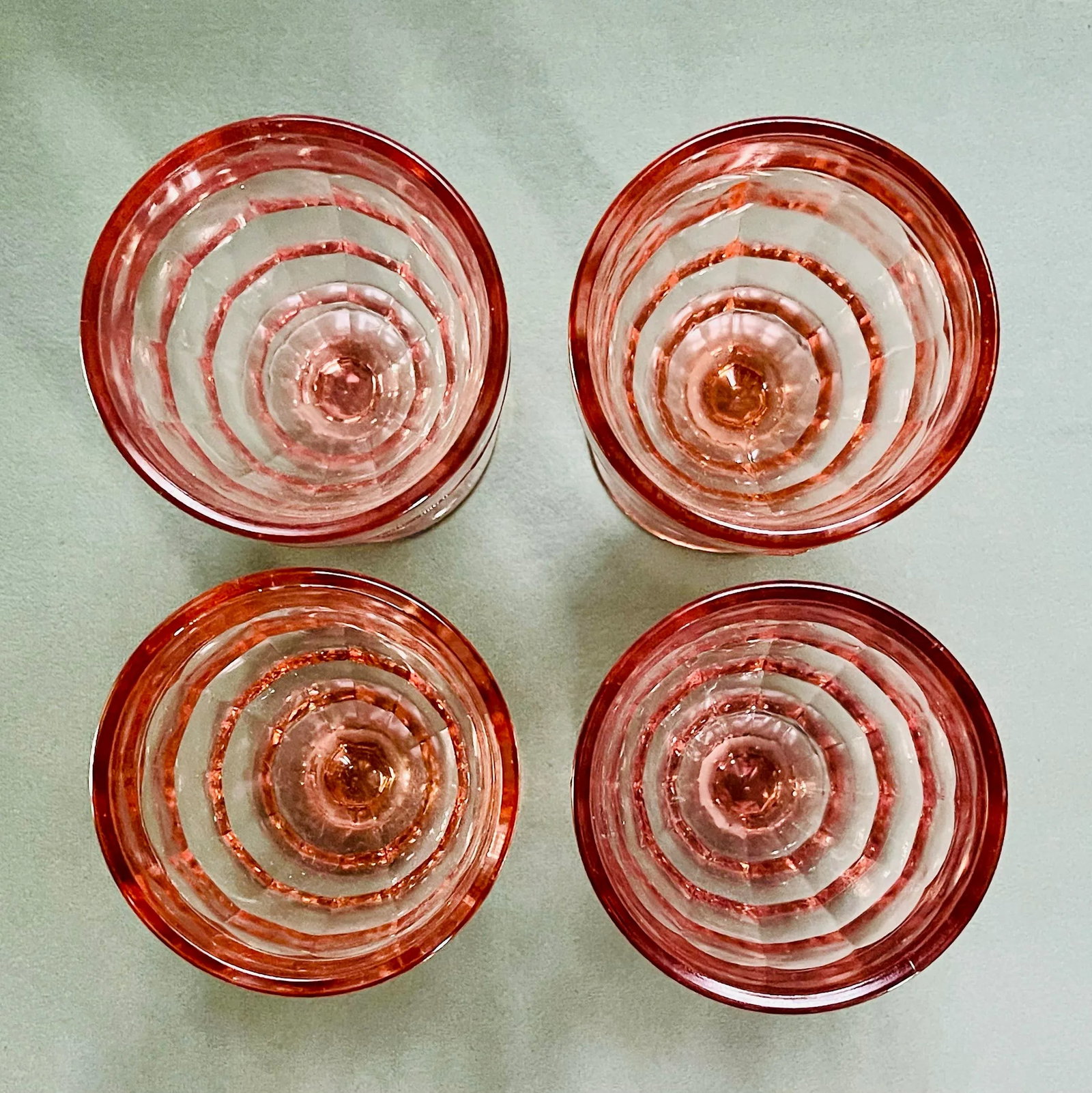 1930's Pink Hazel Atlas Water Goblets- Set of 4 - 6