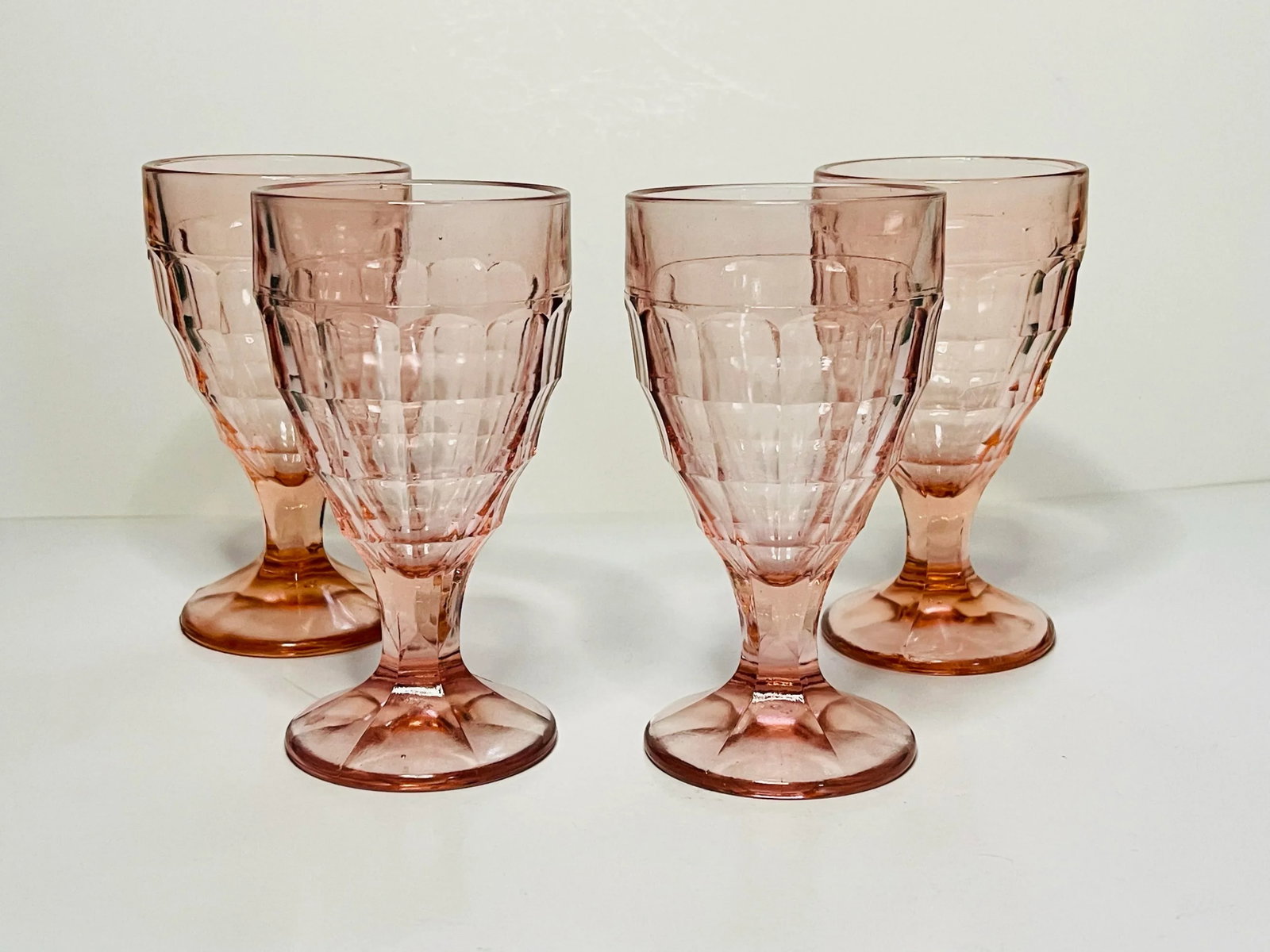 1930's Pink Hazel Atlas Water Goblets- Set of 4 - 7