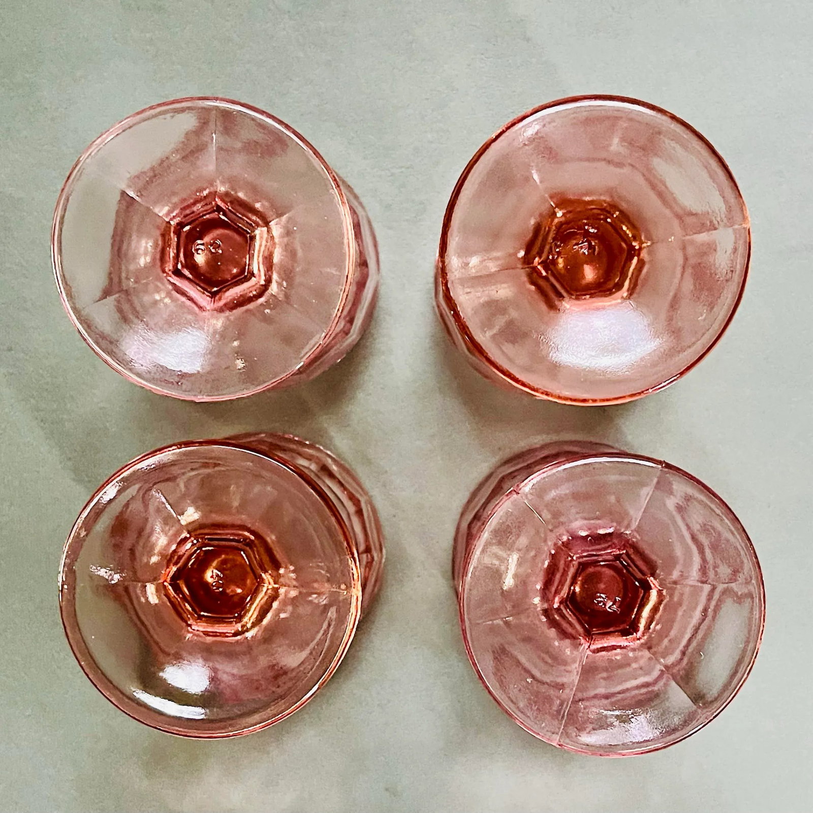 1930's Pink Hazel Atlas Water Goblets- Set of 4 - 8