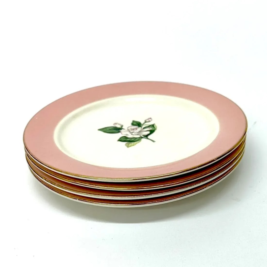 Quaint Vintage Rose Motif Porcelain Side Plates - Set of 4 - 3