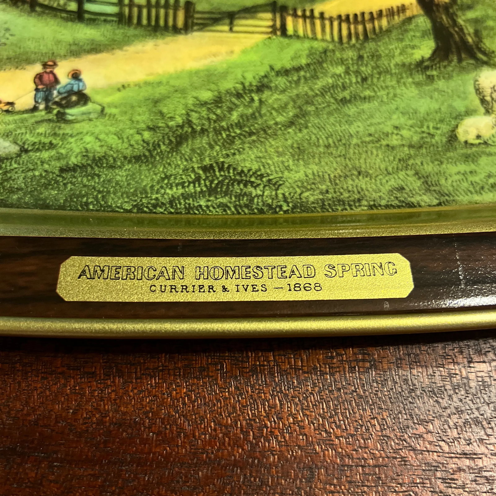 1970s Currier & Ives 1868 American Homestead Spring Vintage Serving Tray - 2