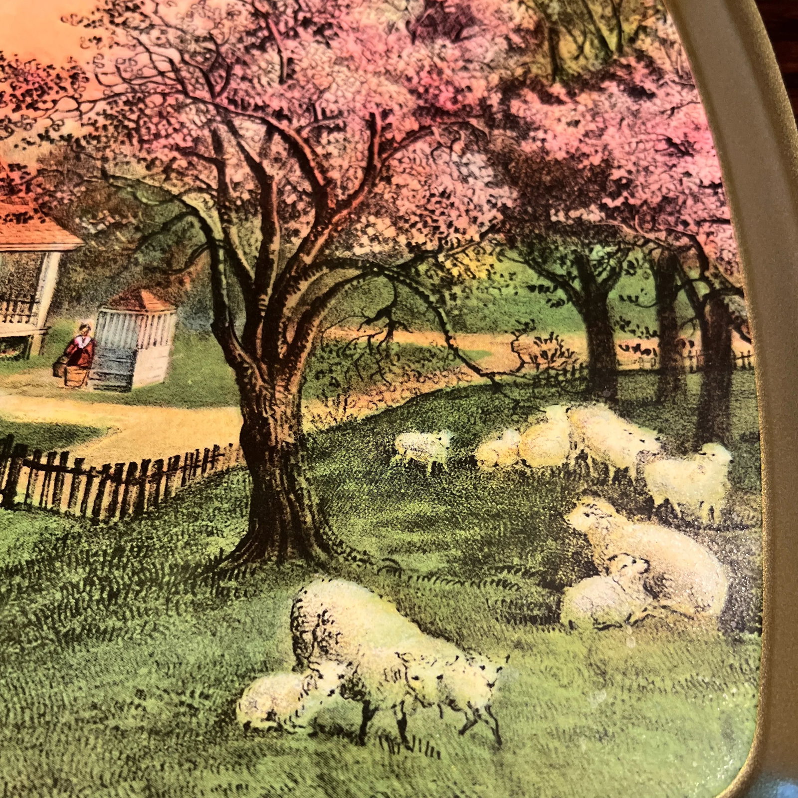 1970s Currier & Ives 1868 American Homestead Spring Vintage Serving Tray - 3