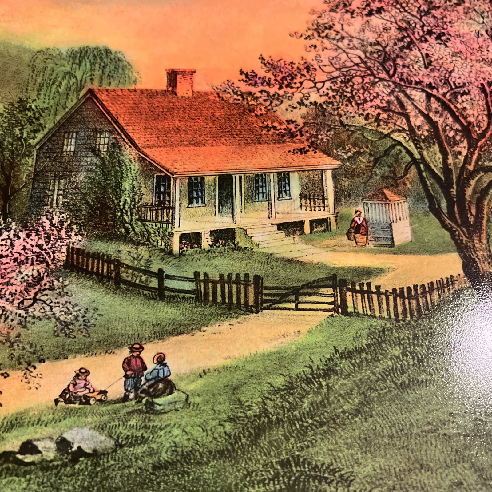 1970s Currier & Ives 1868 American Homestead Spring Vintage Serving Tray - 4