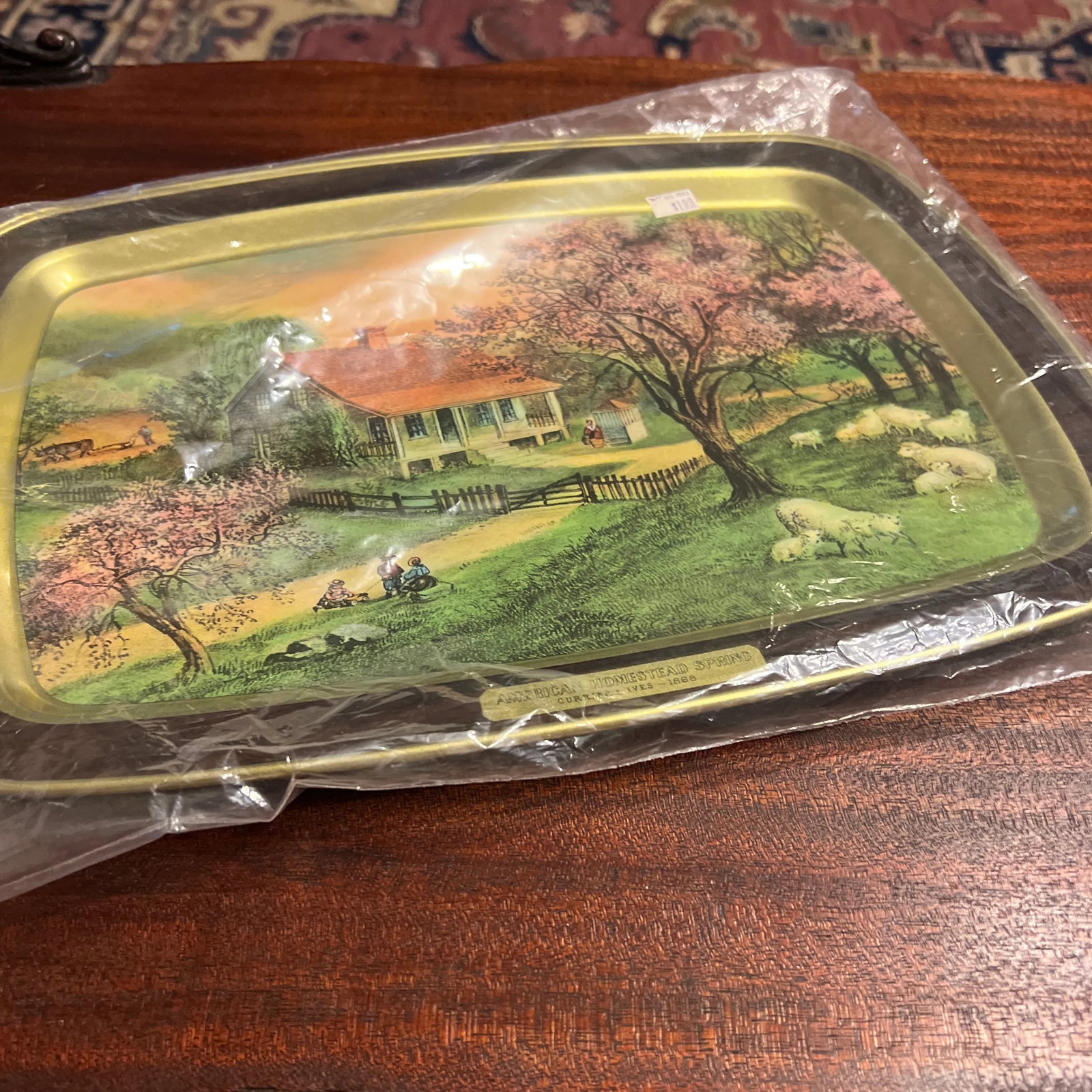 1970s Currier & Ives 1868 American Homestead Spring Vintage Serving Tray - 8