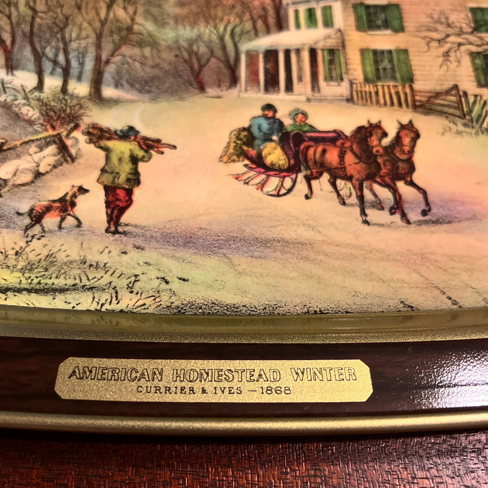 1970s Currier & Ives 1868 American Homestead Winter Vintage Serving Tray - 2