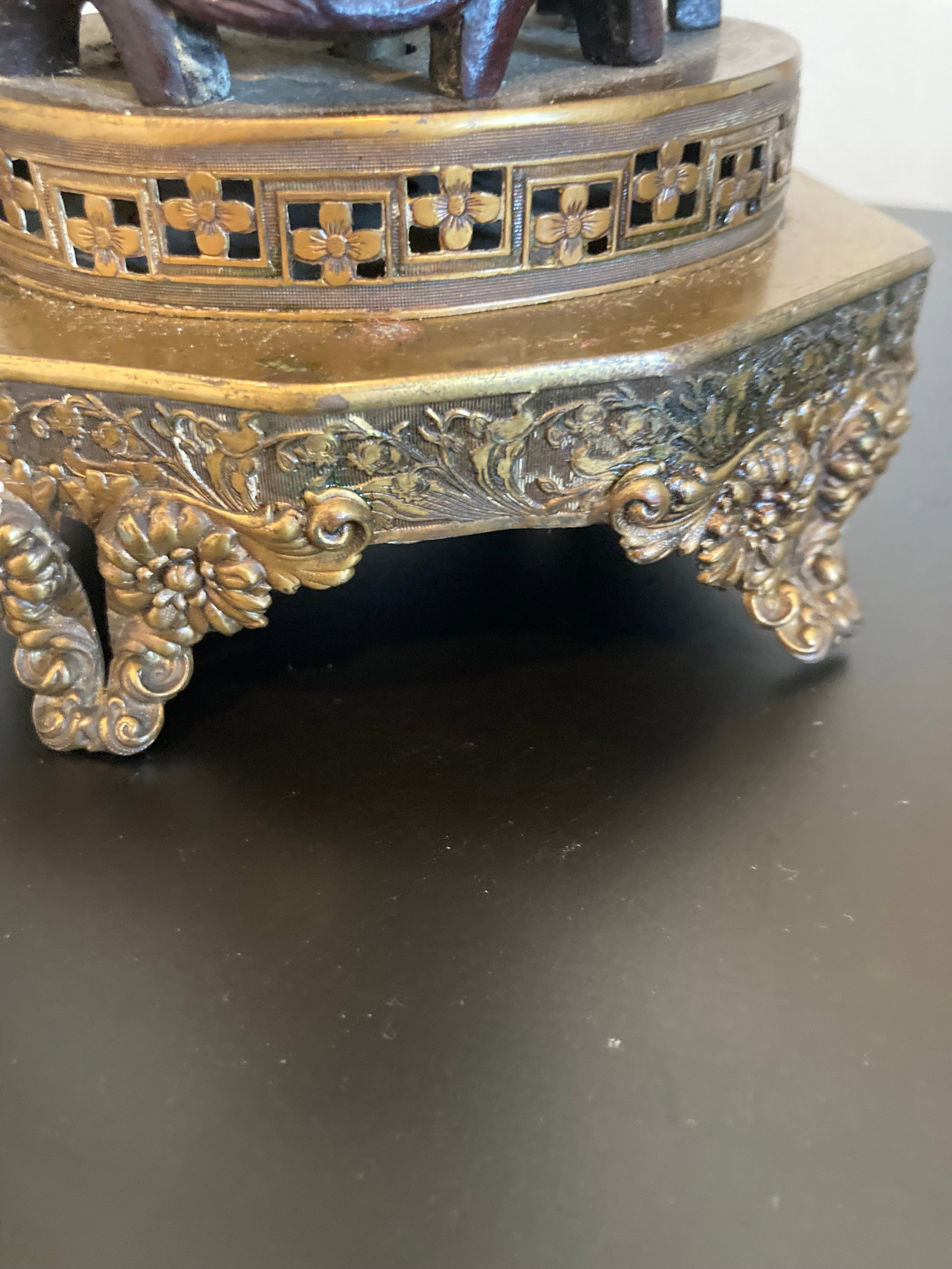 Vintage Asian Inspired Carved Stone Lamp - 6
