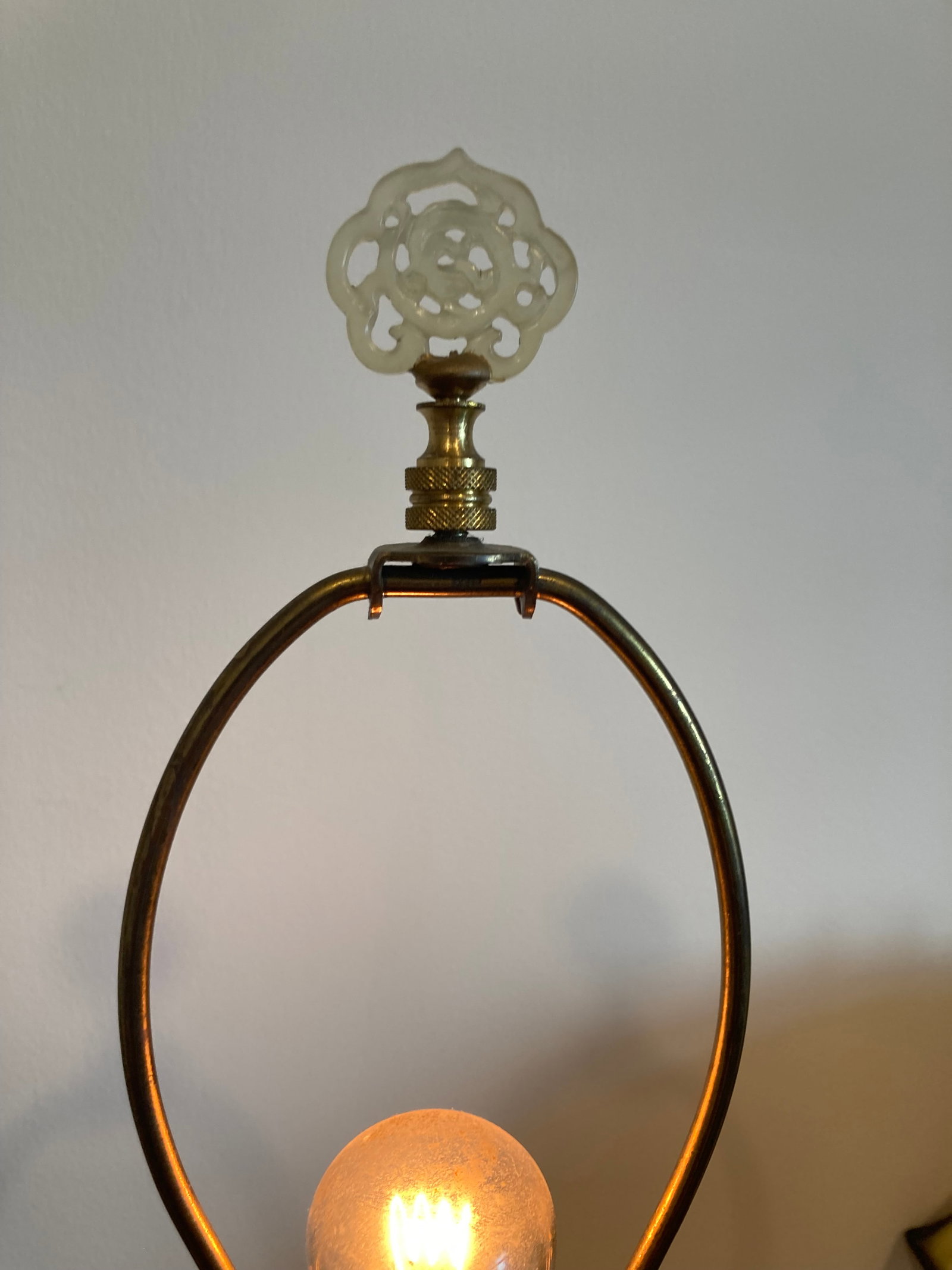 Vintage Asian Inspired Carved Stone Lamp - 8
