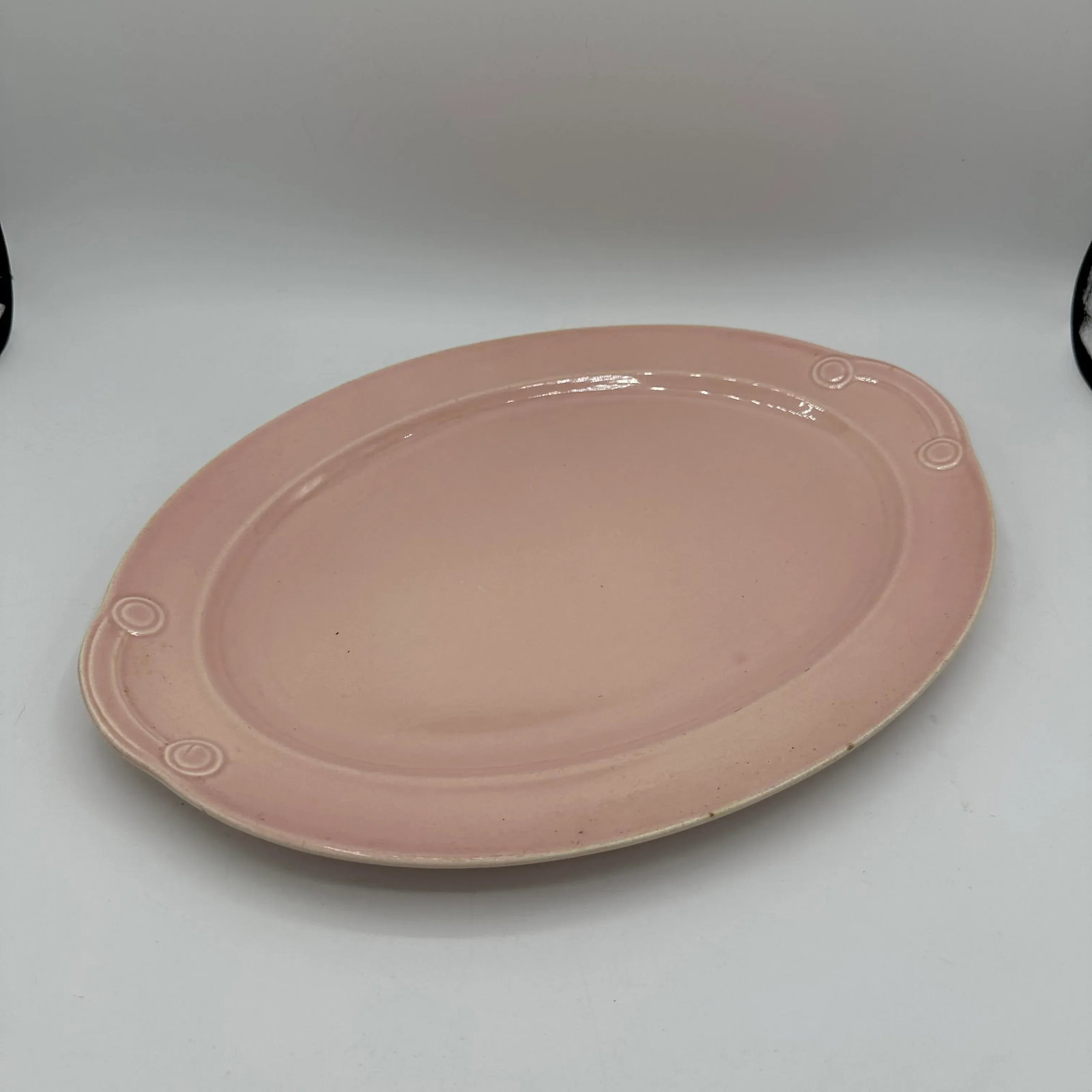 Early 20th Century Platter in Pastel Pink Luray Pattern Deco Style Tst Taylor Smith Taylor - 2