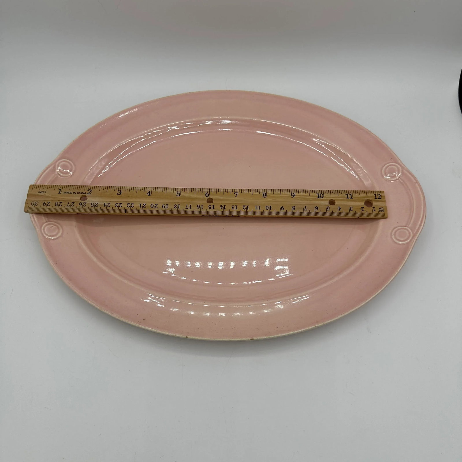 Early 20th Century Platter in Pastel Pink Luray Pattern Deco Style Tst Taylor Smith Taylor - 5