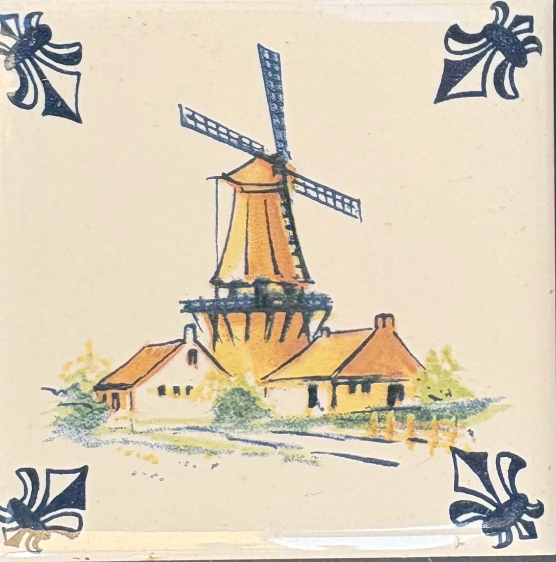 Late 20th Century Regina Delft Polychrome Framed Tile Coasters, Set of 2 Hangings - 4