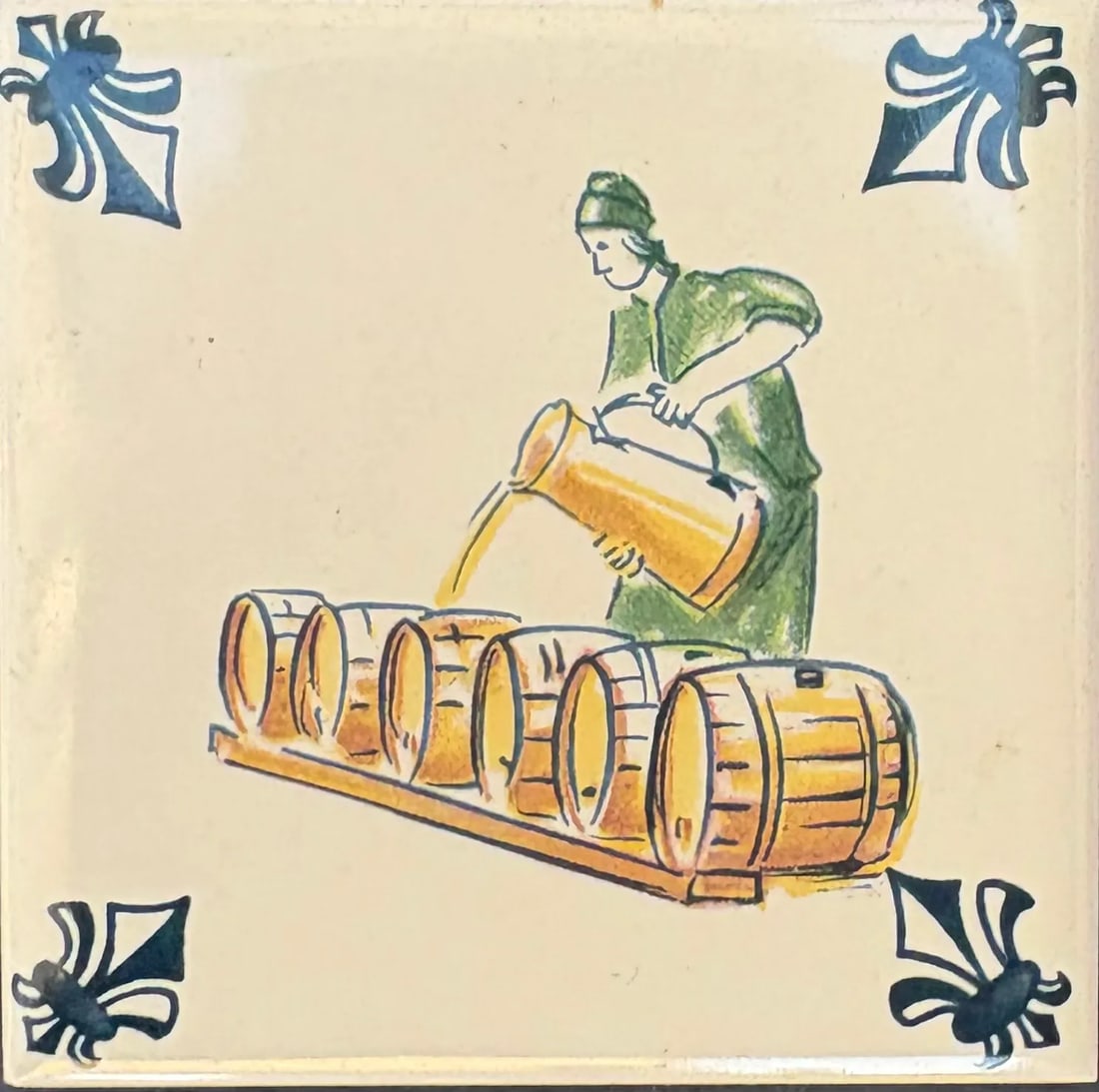 Late 20th Century Regina Delft Polychrome Framed Tile Coasters, Set of 2 Hangings - 5
