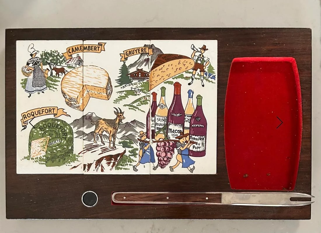 Mid 20th Century French Wood and Tile Charcuterie Boards- Set of 4 - 6