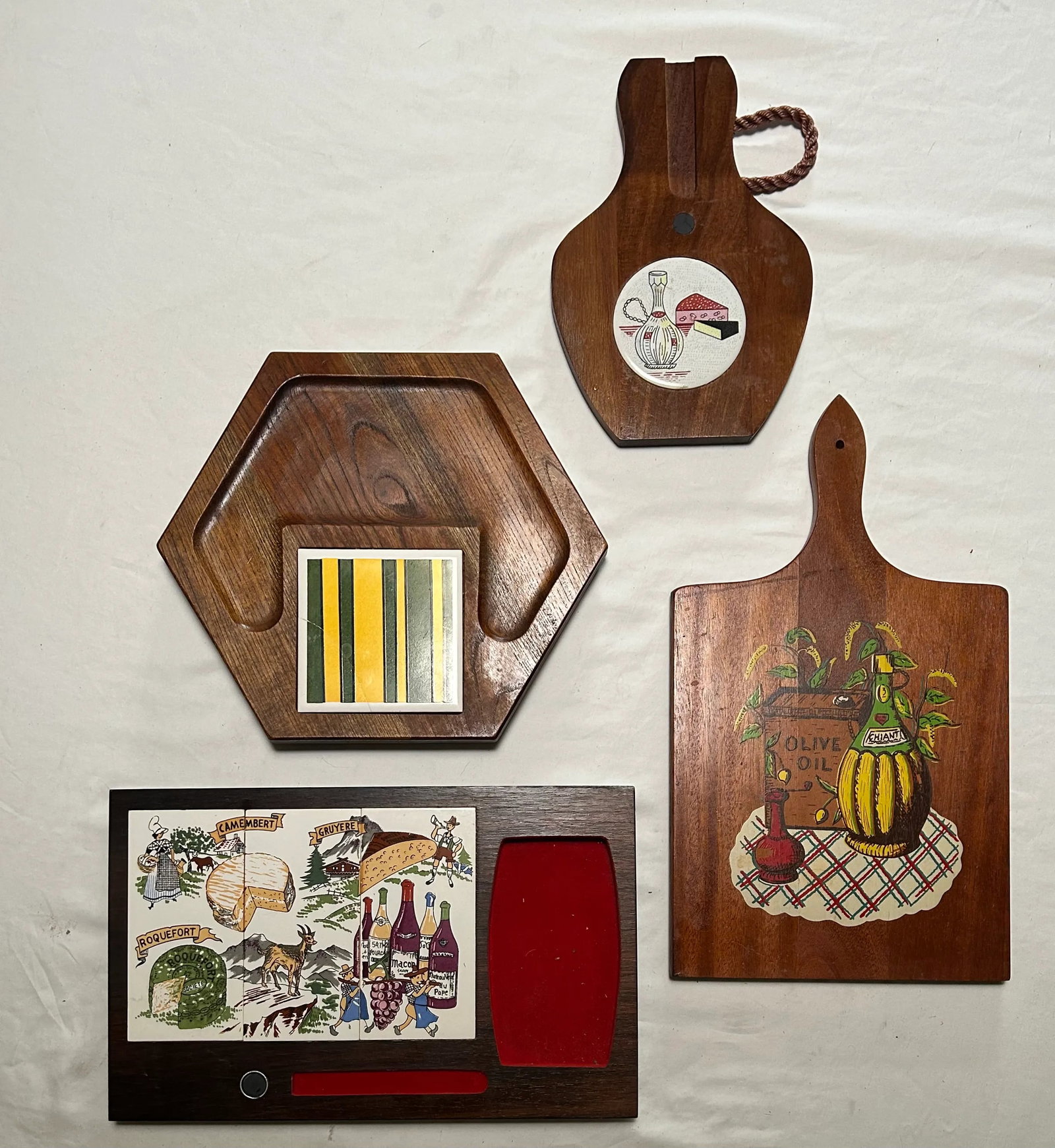 Mid 20th Century French Wood and Tile Charcuterie Boards- Set of 4 - 9