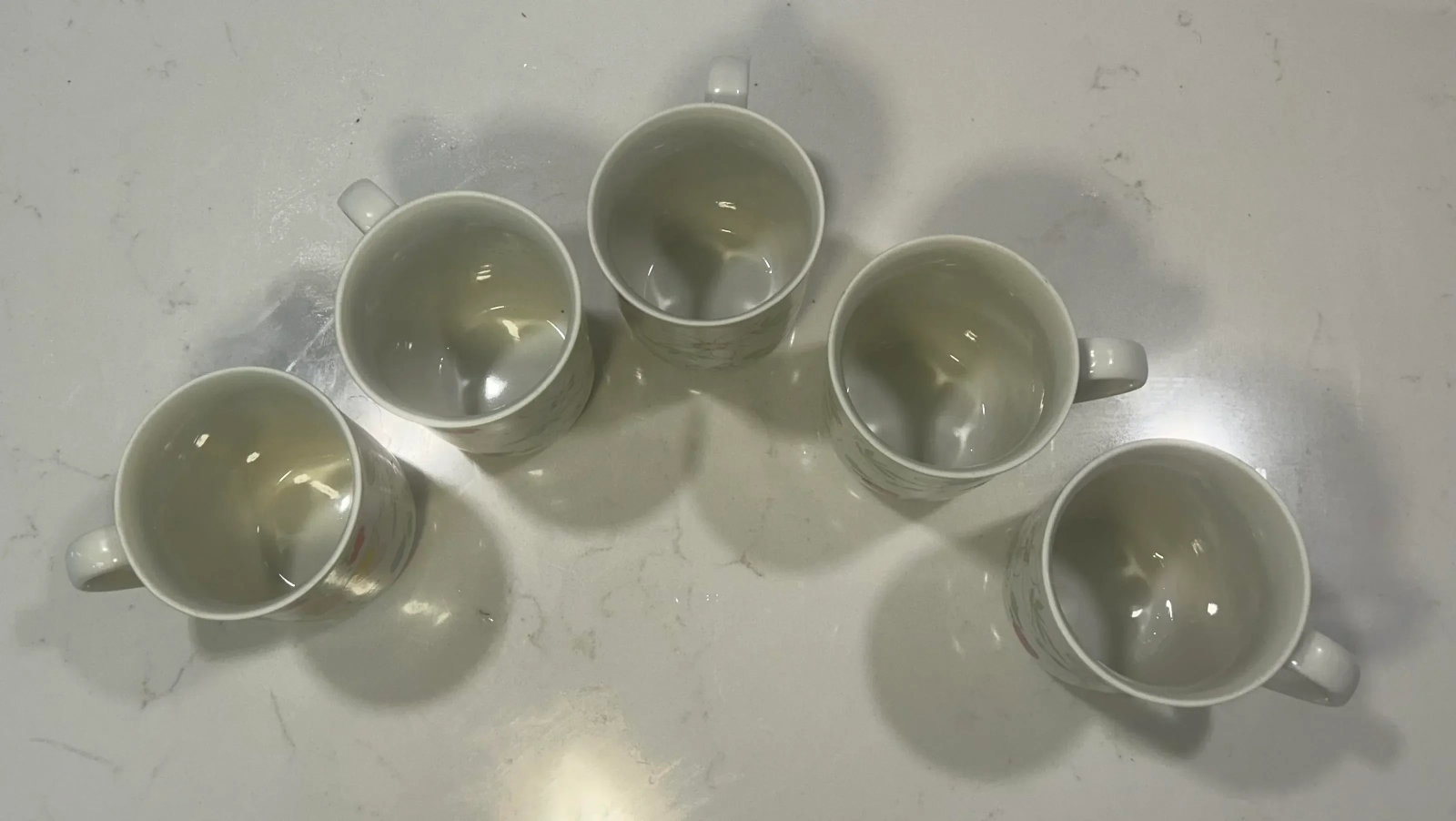 1960's Butterfly Chic Love Story White Porcelain Coffee Cups- Set of 5 - 7