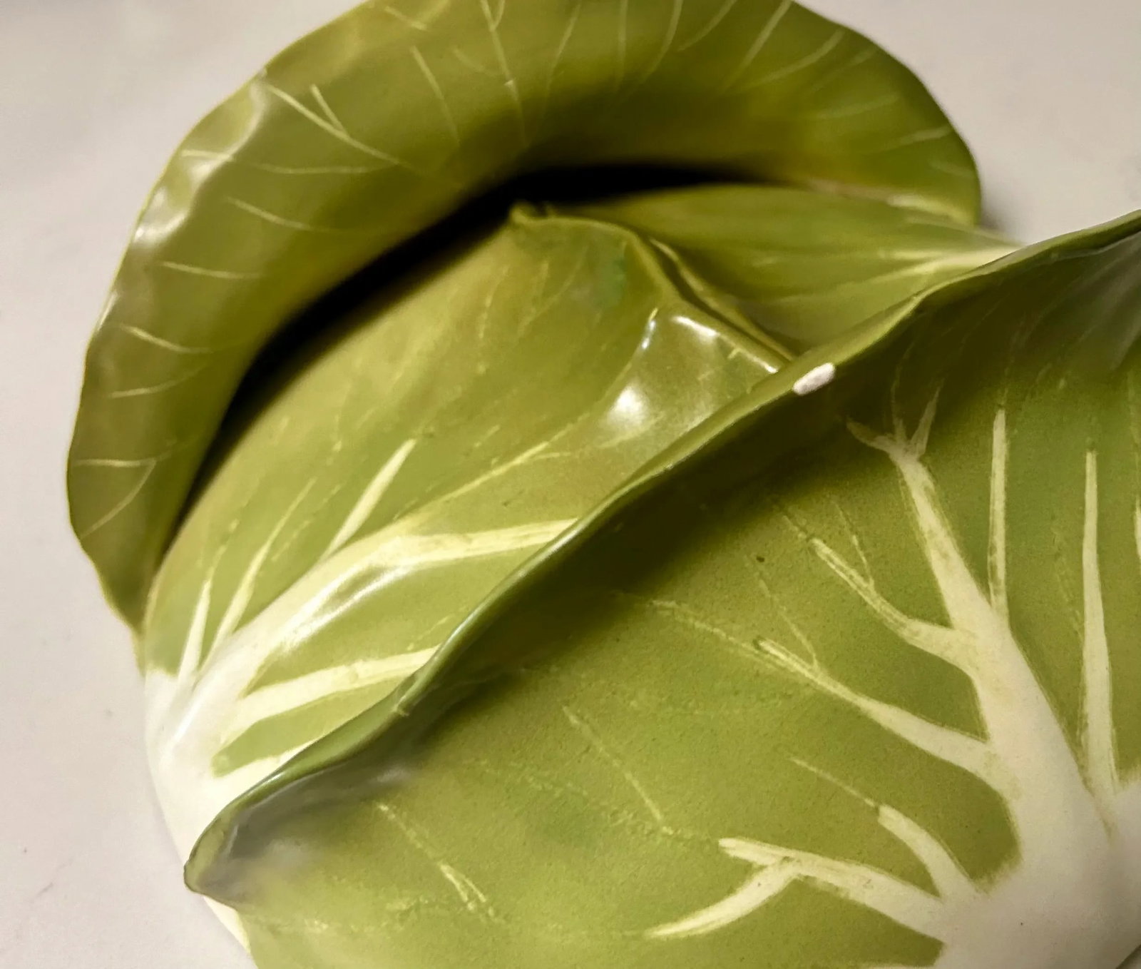1960's Majolica Trompe-l'Oeil Cabbage Tureen and Underplate- 2 Pieces - 12