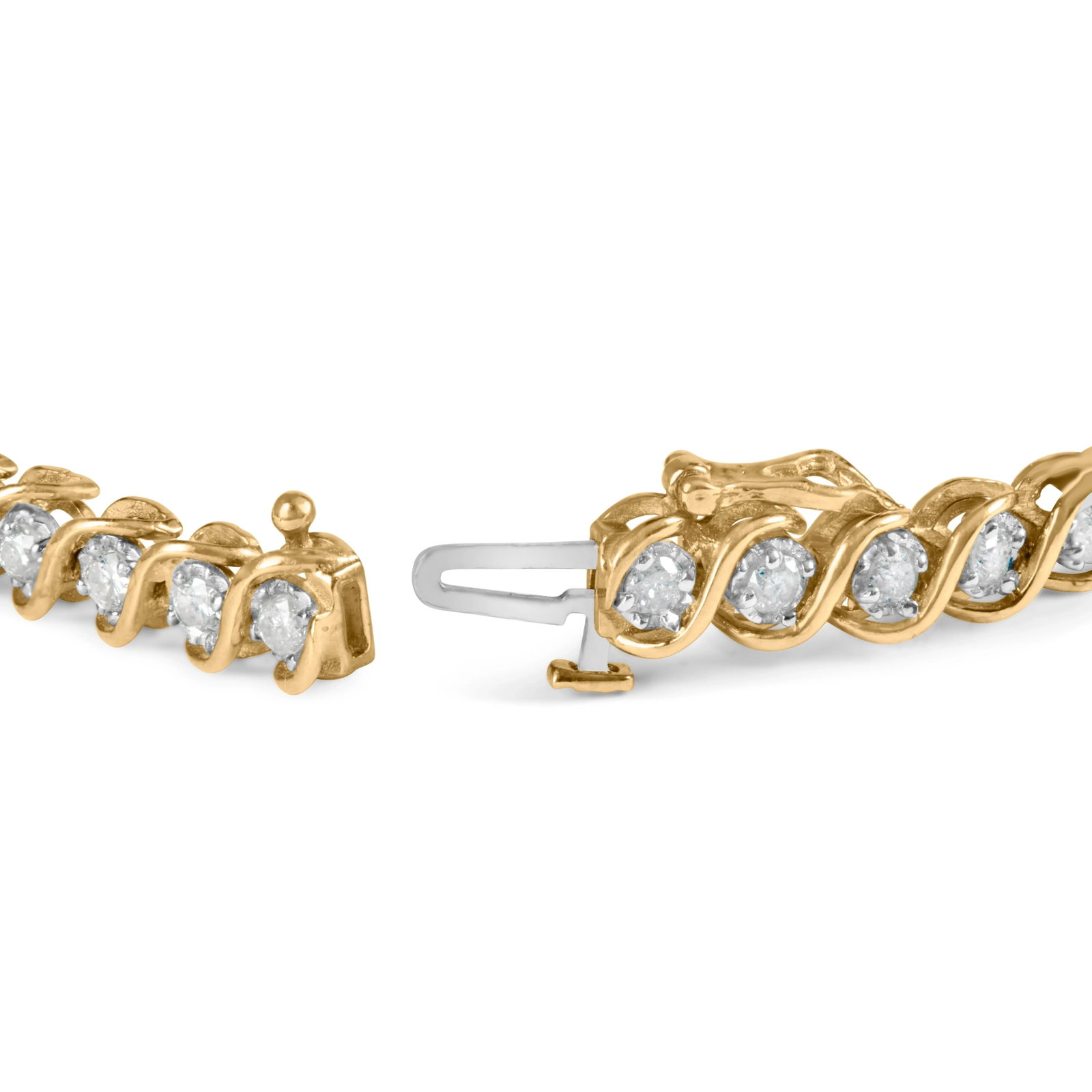 10K Yellow Gold 3 cttw Round-Cut Diamond Spiral Link 7.50" Bracelet (I-J Color, I1-I2 Clarity) - 2