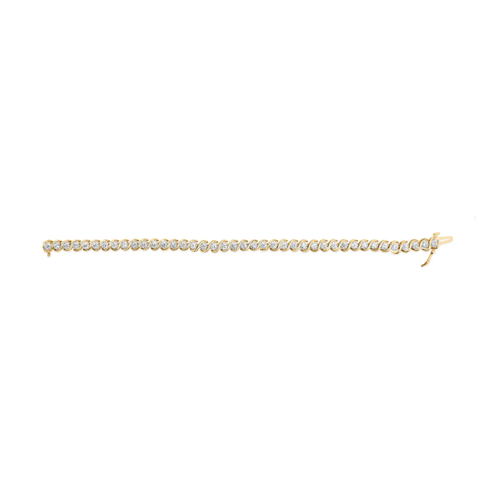 10K Yellow Gold 3 cttw Round-Cut Diamond Spiral Link 7.50" Bracelet (I-J Color, I1-I2 Clarity) - 4