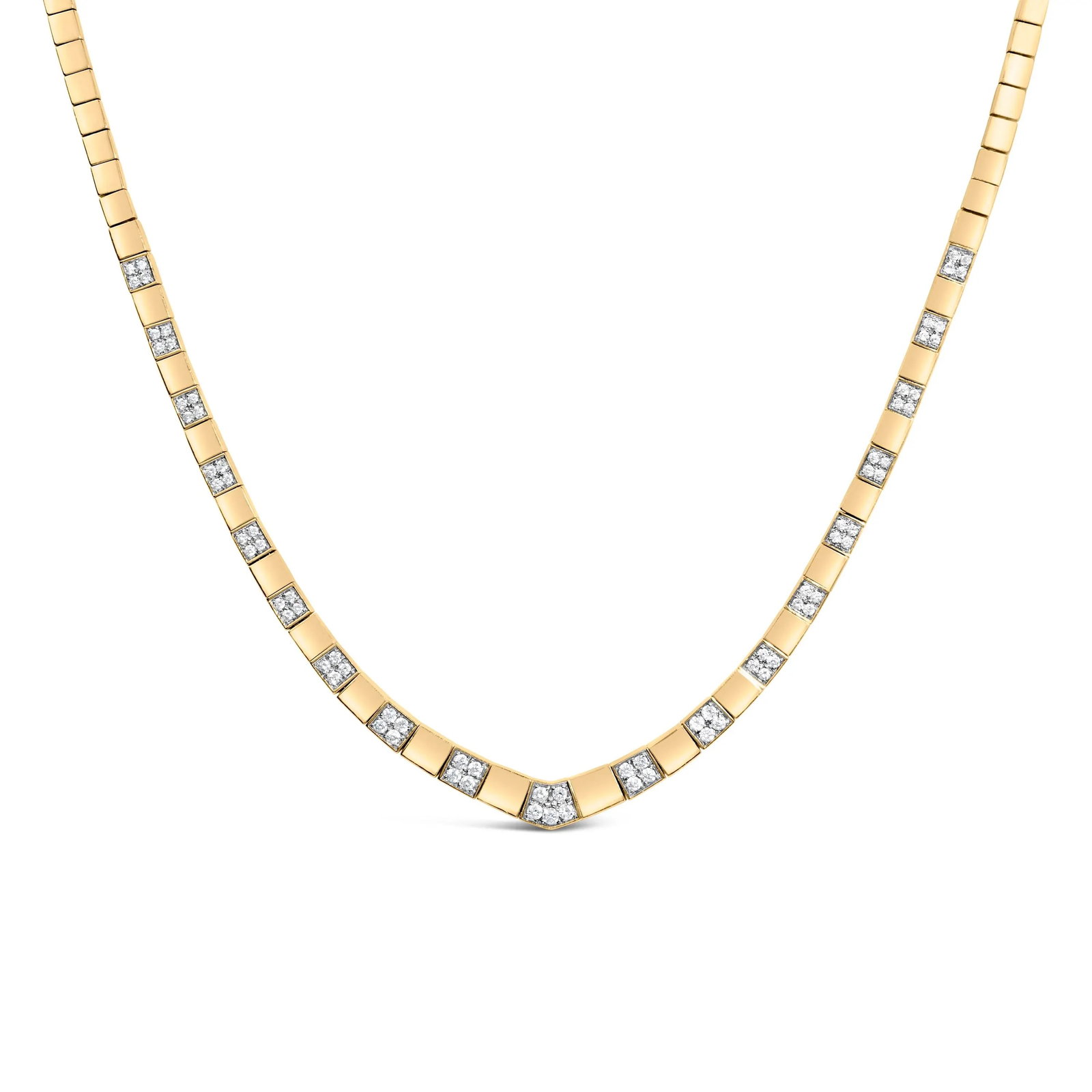 14K Yellow Gold 4/5 Cttw Diamond Cluster and Bar Set Link 3.5 MM Chain Necklace (G-H Color, VS1-VS2: Discover the epitome of elegance with this 14K yellow gold necklace, masterfully crafted to grace your neckline with unrivaled radiance. Each 3.5 mm link gleams brilliantly, adorned with natural