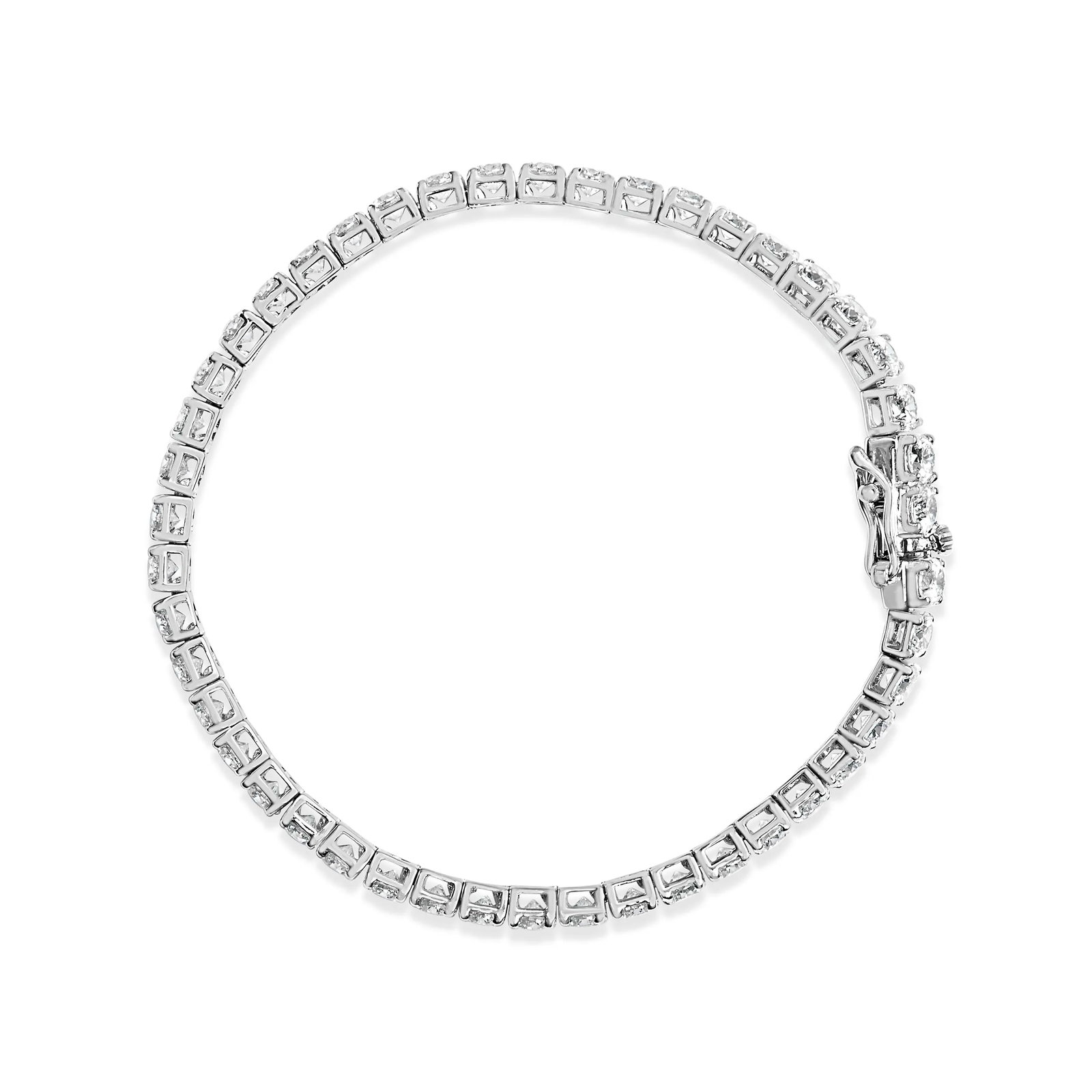 14K White Gold 5.00 Cttw Prong Set Lab Grown Round Diamond Classic Tennis Bracelet - 7.25" - 3