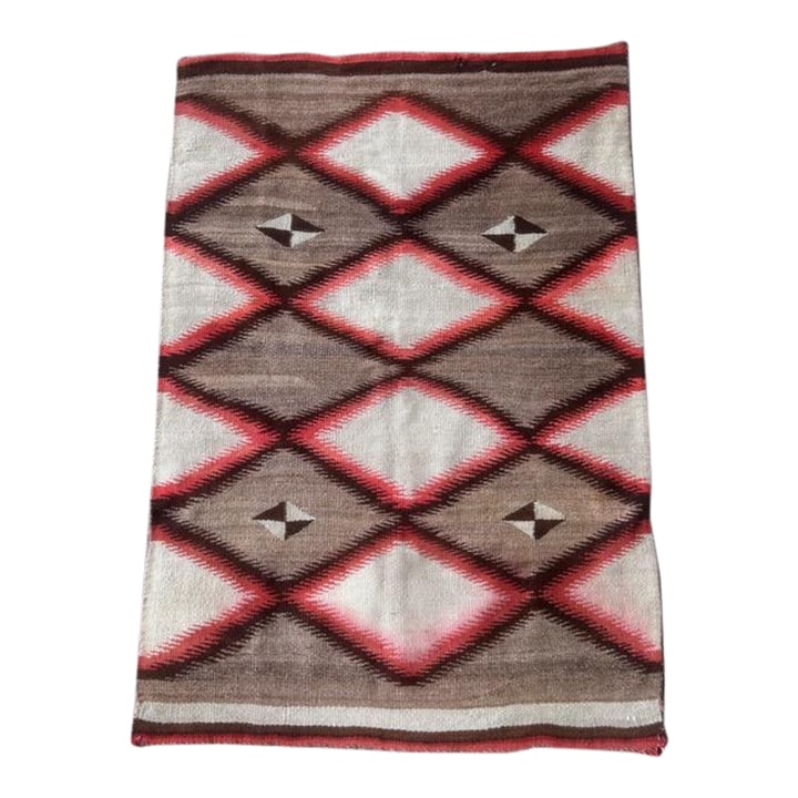 Antique 19th Century Navajo Germantown Eye Dazzler Woven Wool Textile: Antique Germantown Eye Dazzler Navajo Woven Wool Blanket 19th C. Dimensions 64 1/4" x 43 3/4" x 1/4" With its incredible detail and texture, this handwoven vintage Navajo rug is a captivating vision
