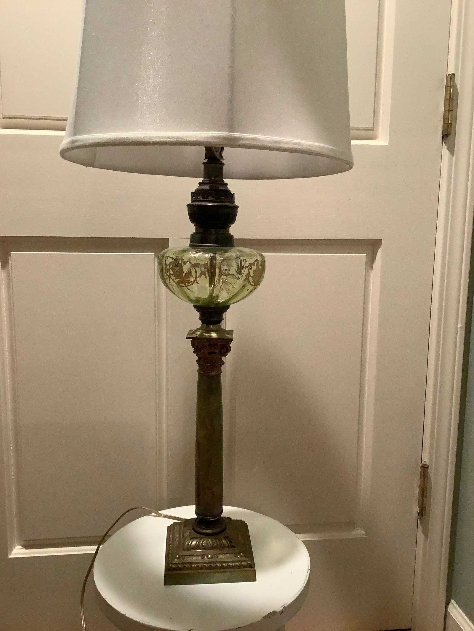 1950s Green Marble Table Lamp - 2