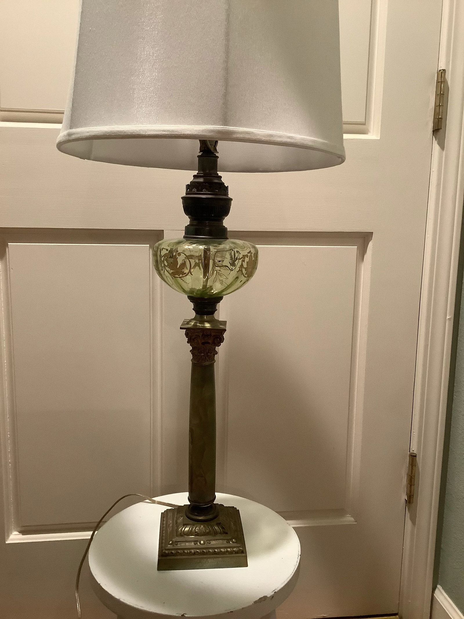 1950s Green Marble Table Lamp - 3