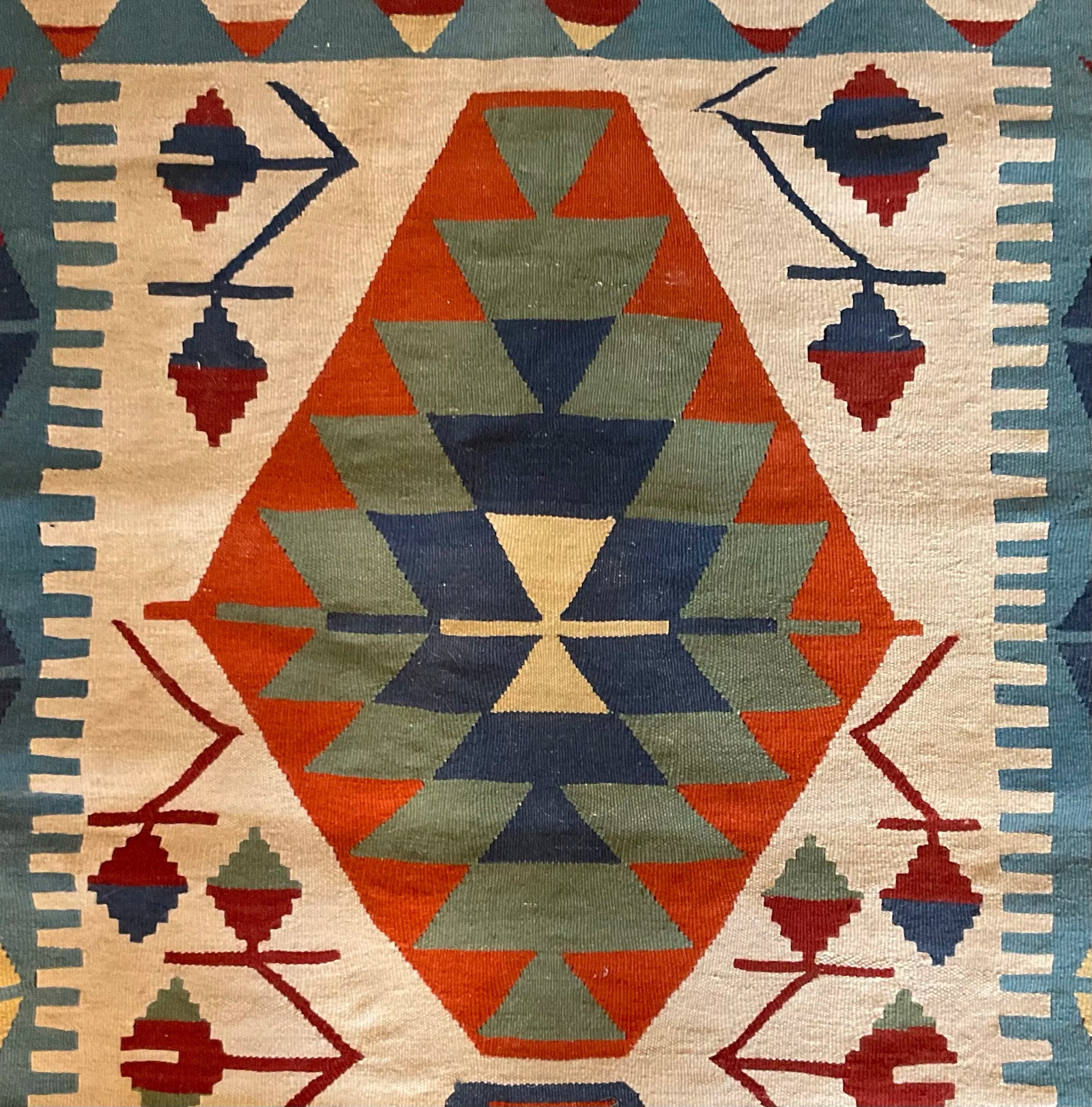 1960s Vintage Colorful Handmade Turkish Kilim Tribal Rug 64" X 43" - 5