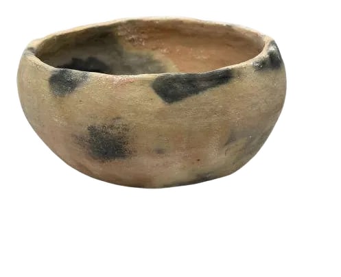 Gafsa Clay Bowl: This Gafsa clay vessel hails from Tunisia, specifically the town of Gafsa known for its pottery craftsmanship. This traditional vessel is crafted from locally sourced clay, showcasing the region's