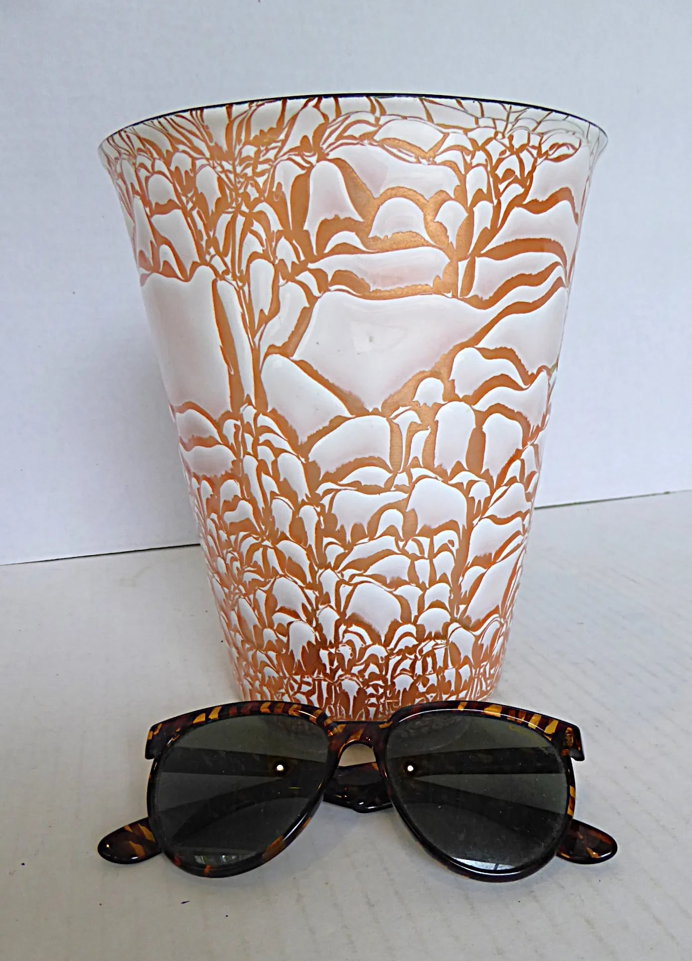 Mid Century Modern Copper Metal Enamel Large Vessel With Abstract Design by Harold Tishler 1950s - 11