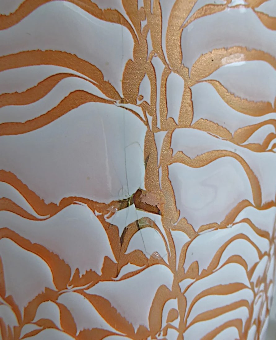 Mid Century Modern Copper Metal Enamel Large Vessel With Abstract Design by Harold Tishler 1950s - 7